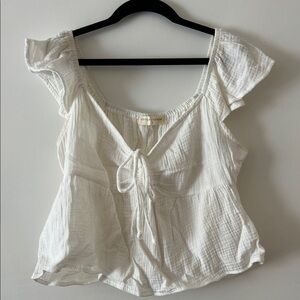 Stitch & Feather Ivory Tie-Front Blouse